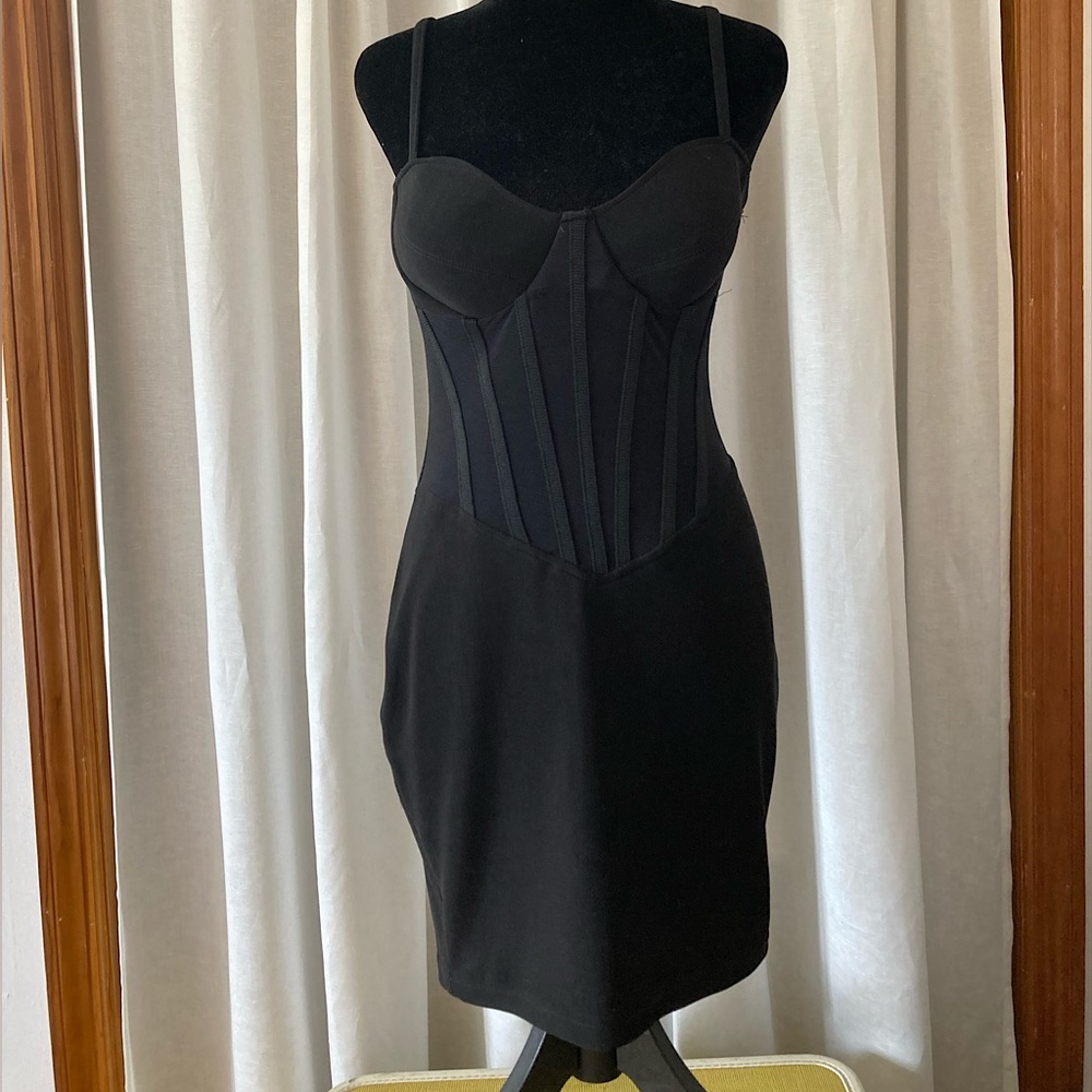 Sexy Vintage Sheer Black Corset Mini Dress